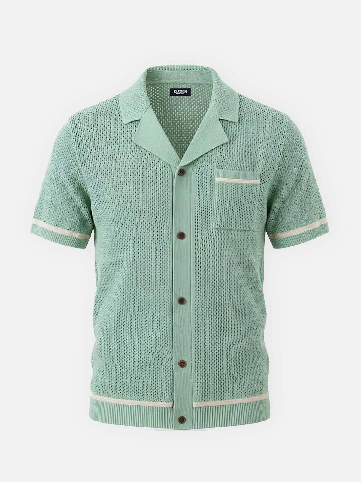 Men's Open Knit Resort Short Sleeve Shirt Eleven Oasis