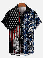 Tall Men's American Flag Patriotic Short Sleeve Shirt ElevenOasis