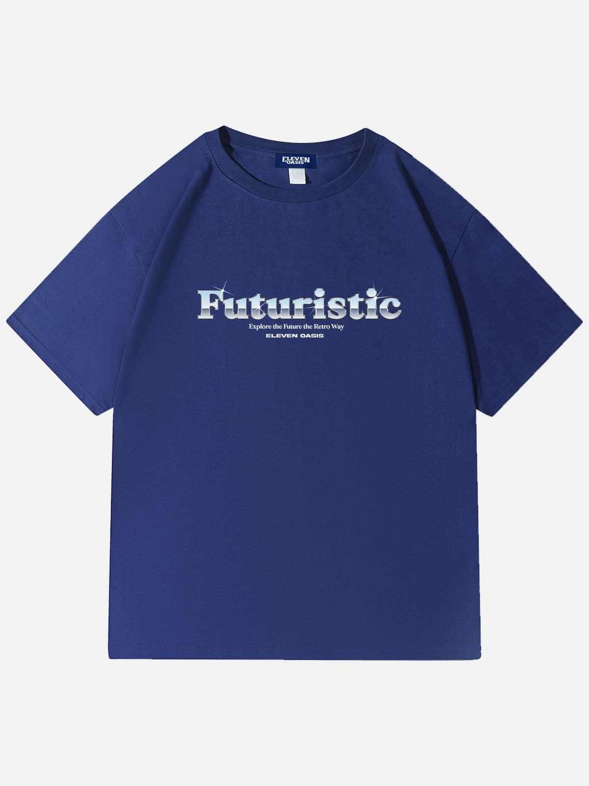Eleven Oasis Futuristic Typography Cotton T-Shirt Eleven Oasis