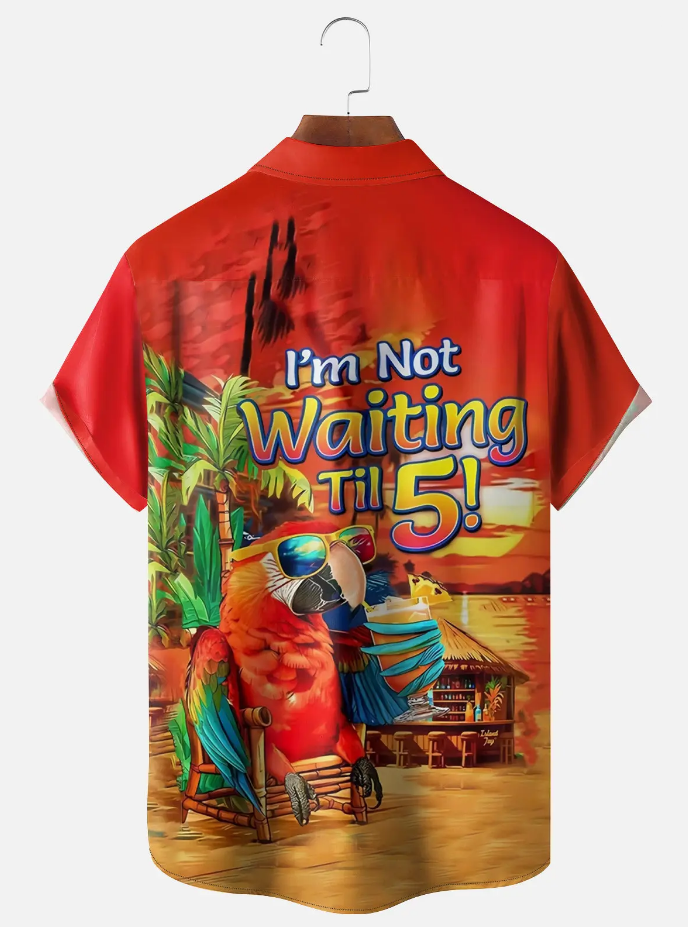 Men's I'm Not Waiting Until 5 Parrot Cocktail Short Sleeve Shirt ElevenOasis