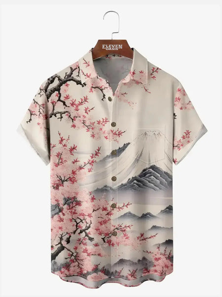 japanese men's dress shirts Japanese Wave Men's Silk Shirt  CITRON CLOTHING
