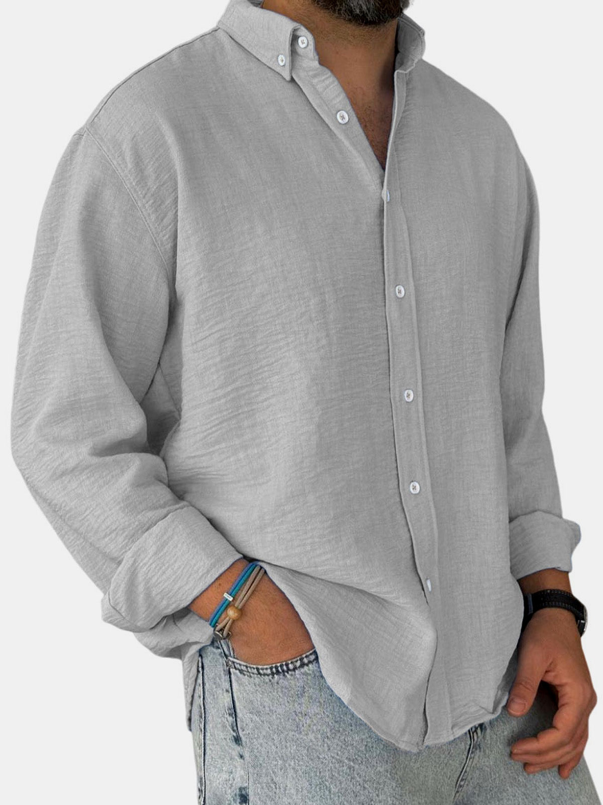 Men's 100% Cotton Button Down Long Sleeve Shirt Eleven Oasis