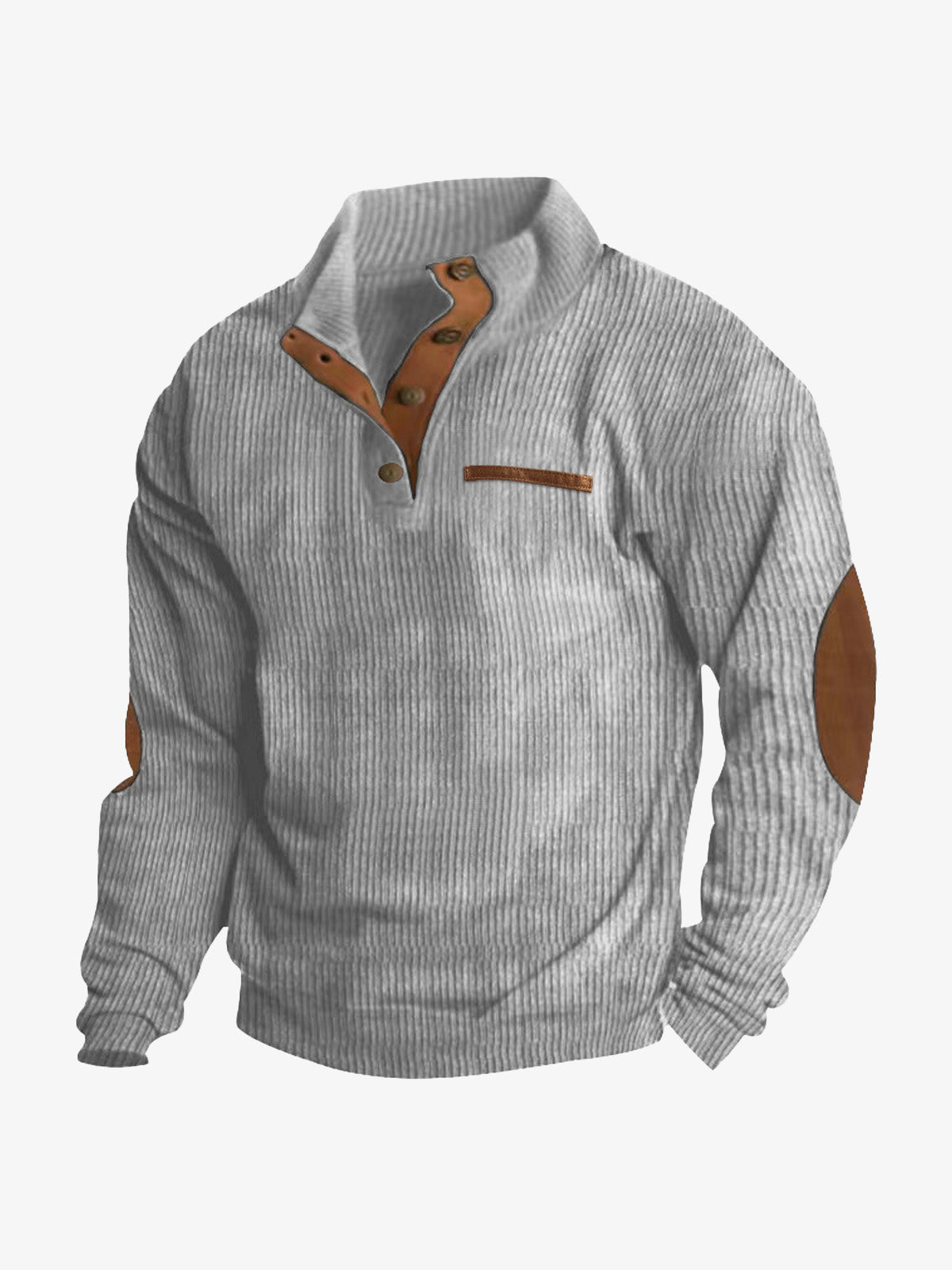 Men's Cord Texture Button Mock Neck Pullover Eleven Oasis