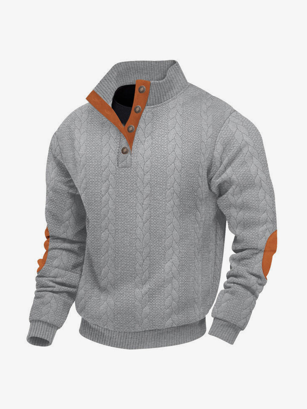 Men's Braided Cable Knit Quarter Button Sweater Eleven Oasis