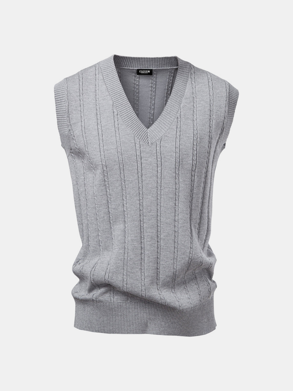 Men's Cable Knit V-Neck Sweater Vest Eleven Oasis