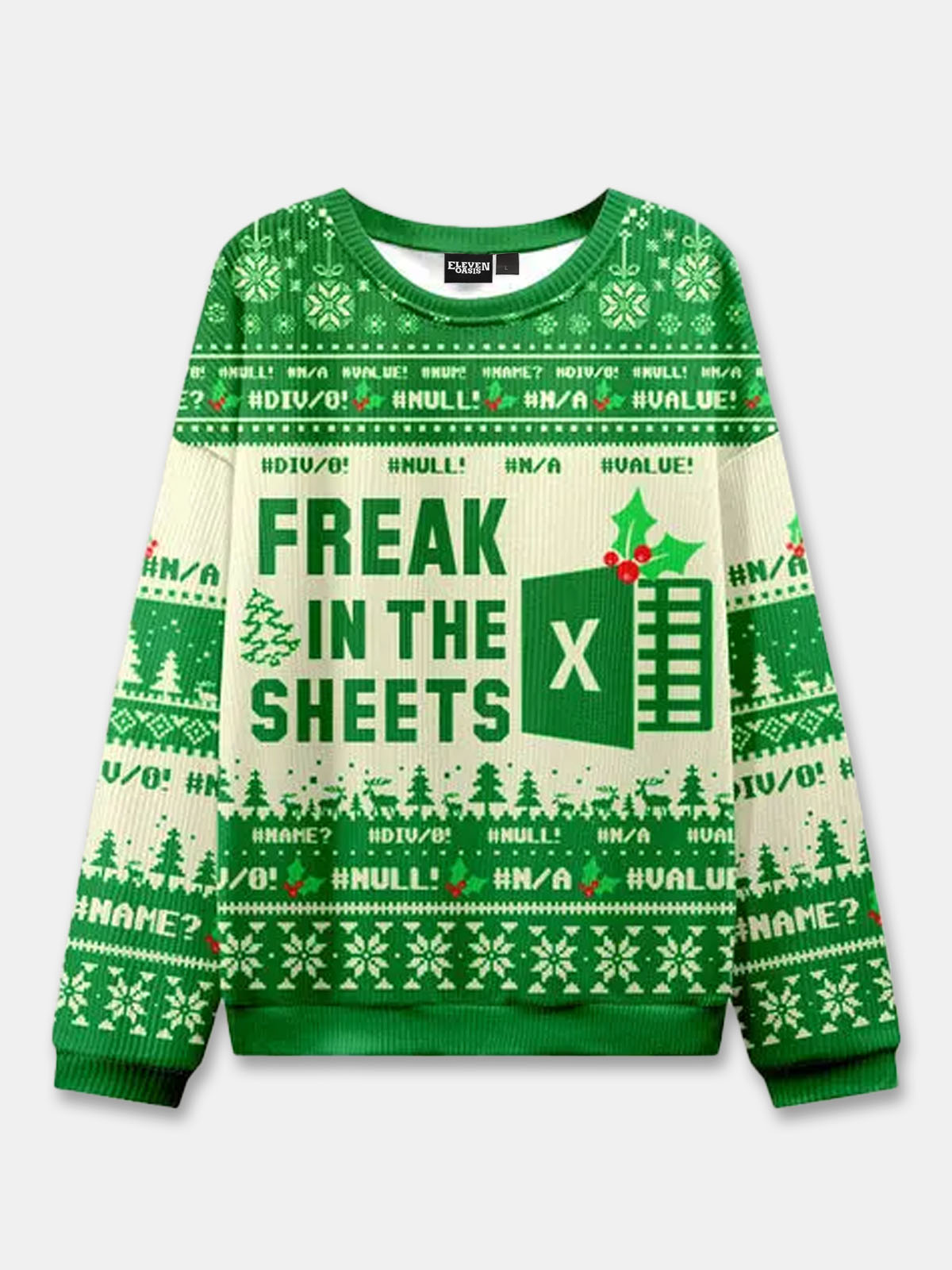 Ugly Christmas Sweater Spreadsheet Excel Spreadsheet Sweatshirt ElevenOasis