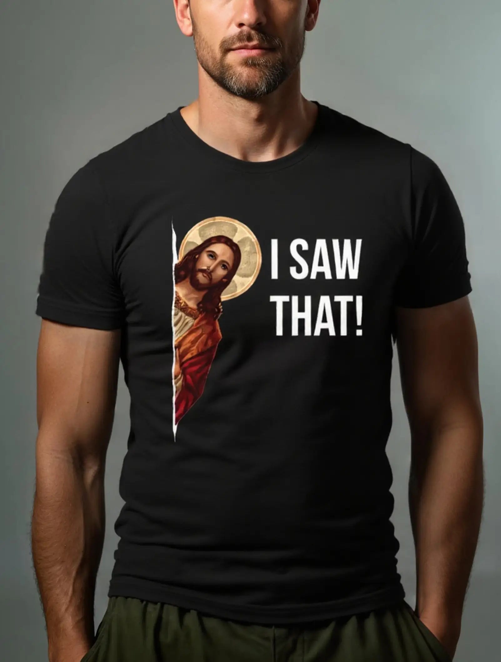 Men’s Faith Basic Cotton Round Neck Short Sleeve T-Shirt Jesus Meme I Saw That Eleven Oasis