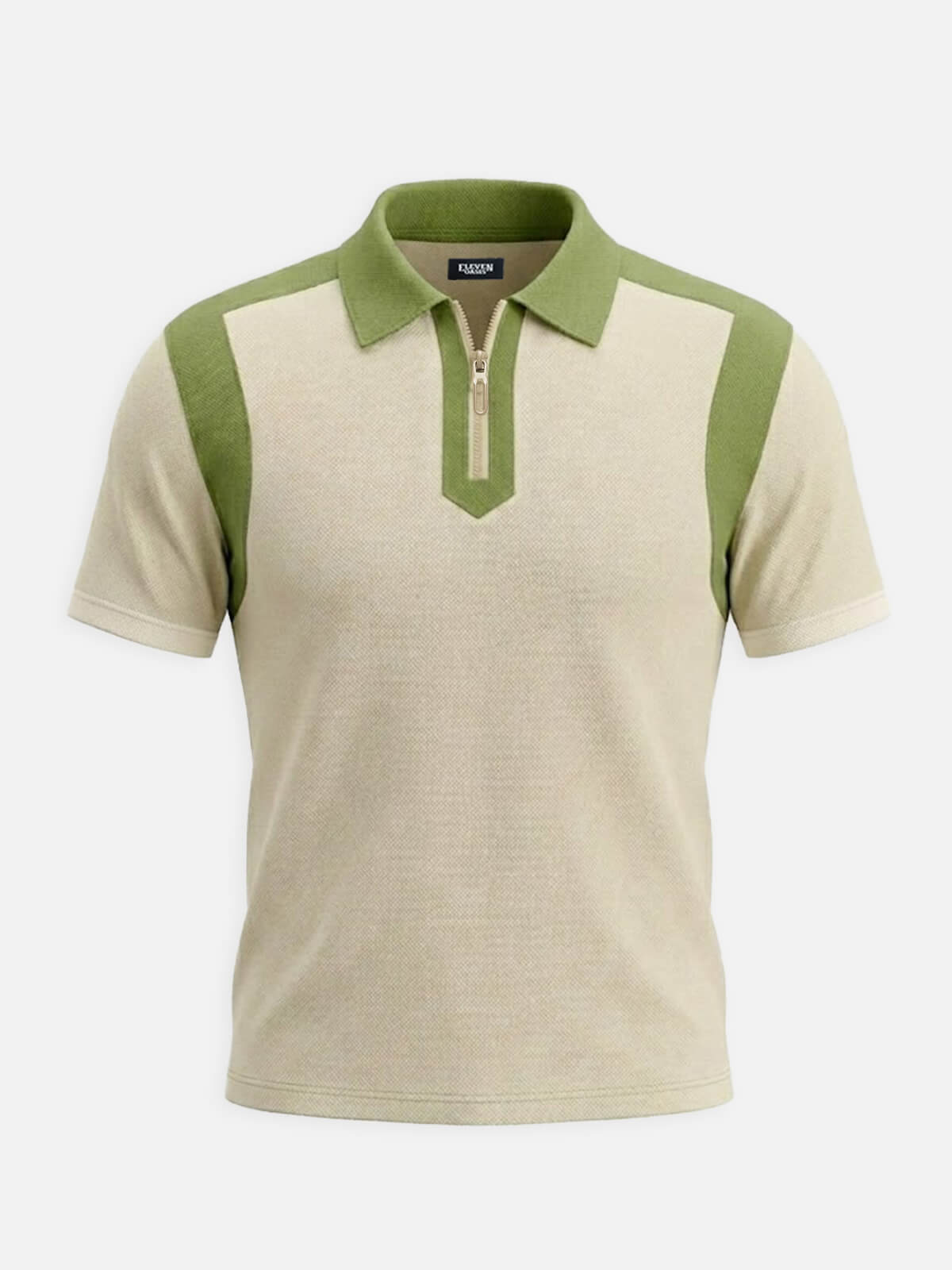 Men's Retro Contrast Panel Zip Polo Shirt Eleven Oasis