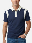 Men's Retro Contrast Panel Zip Polo Shirt Eleven Oasis