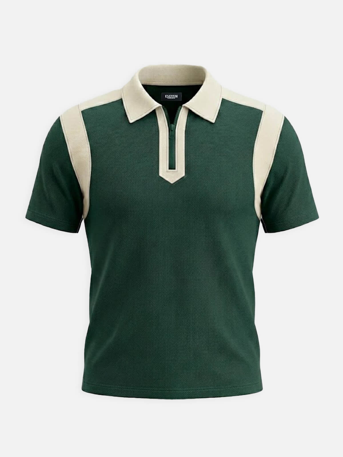 Men's Retro Contrast Panel Zip Polo Shirt Eleven Oasis