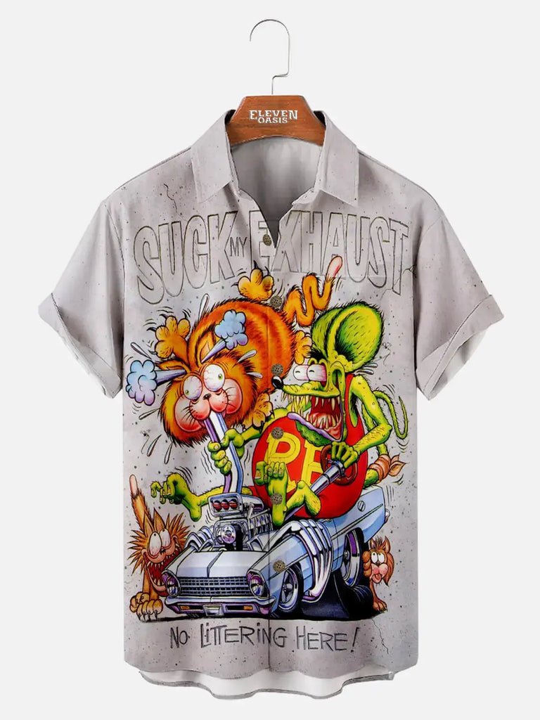 Car Anime Mouse Series Short Sleeve Lapel Shirt ElevenOasis