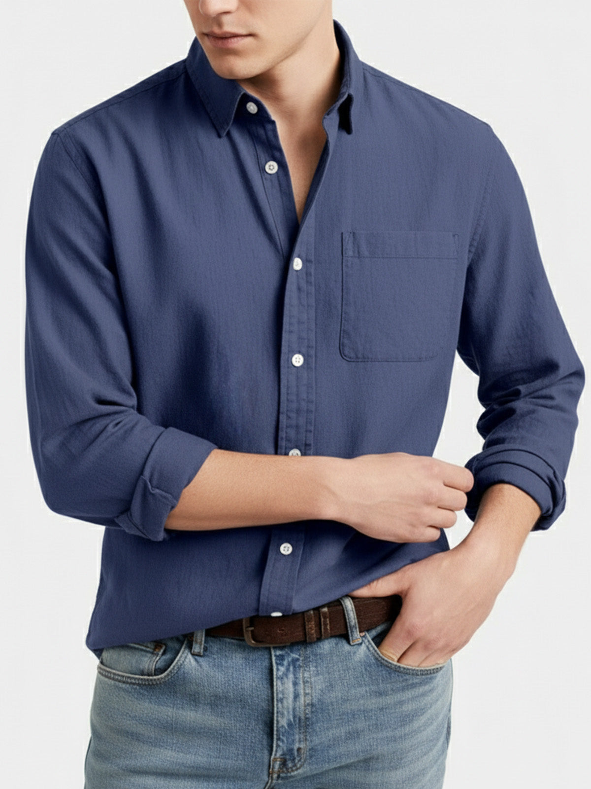 Men's Acid Washed Cotton Long Sleeve Shirt ElevenOasis