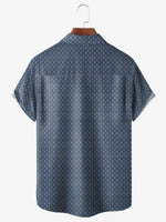 Men's Blue Simple Pattern Short Sleeve Casual ShirtMens short sleeve shirts Big and tall Mens shirts Short sleeve shirts for men Mens 4xl shirts Casual short sleeve shirts