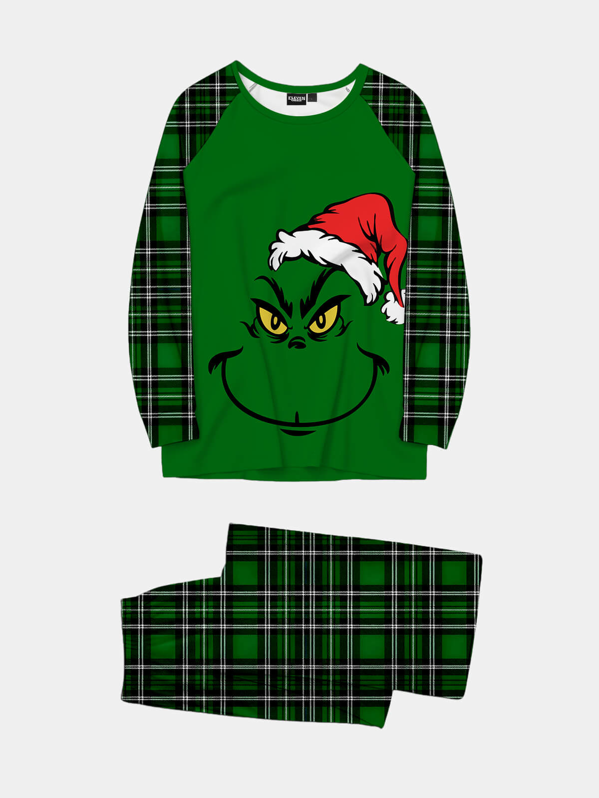 Grinch Max Face Plaid Christmas Pajama Set Eleven Oasis