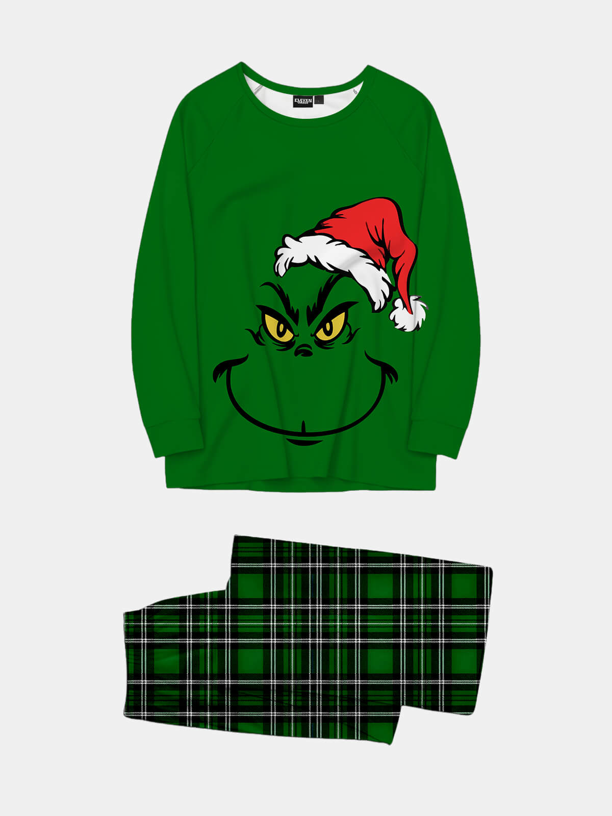 Grinch Max Face Plaid Christmas Pajama Set Eleven Oasis
