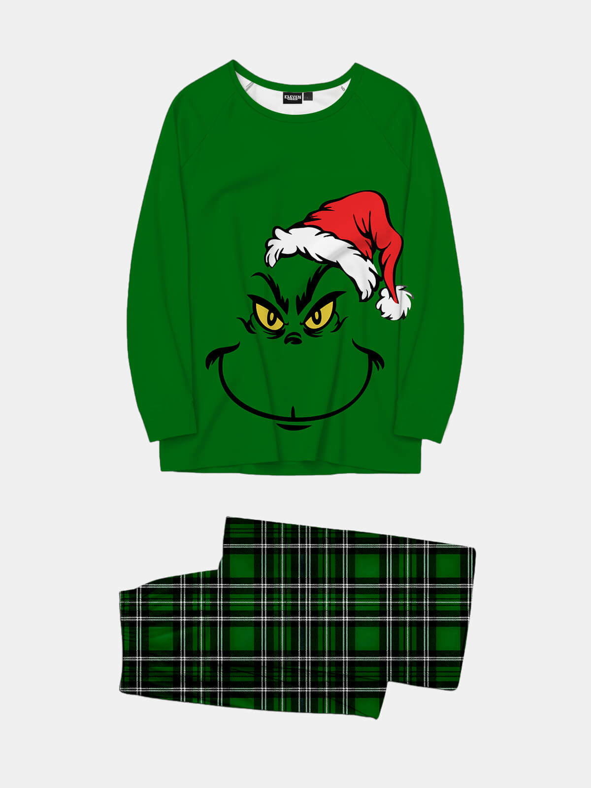 Grinch Max Face Plaid Christmas Pajama Set Eleven Oasis