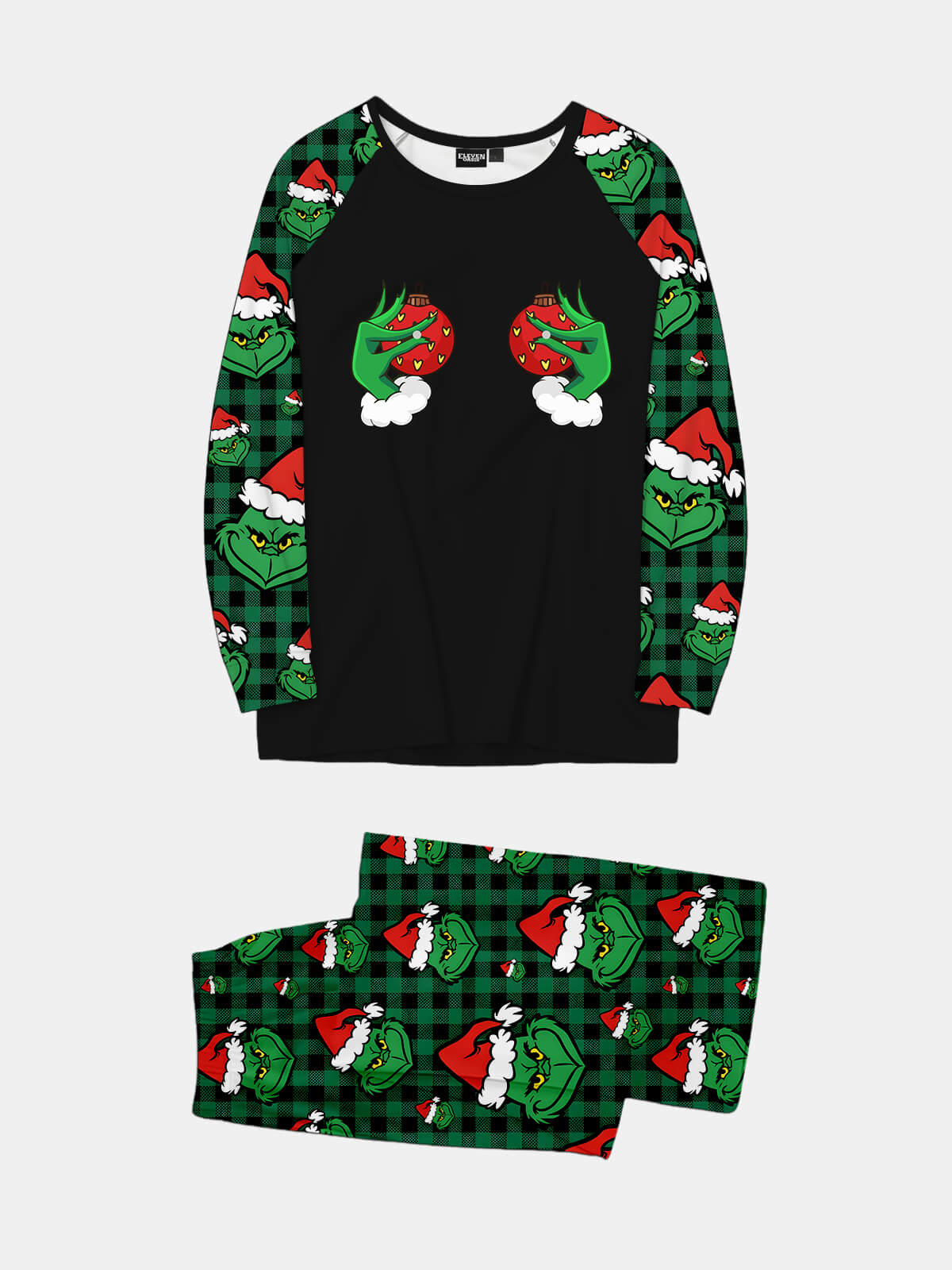 Grinch Ornament Hands Adult Humor Christmas Pajama Set