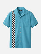 Men's Raceway Checkerboard Panel Bowling Short Sleeve Shirt Eleven Oasis