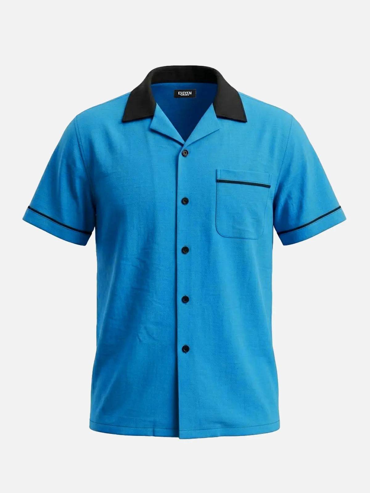 Men's Retro Piped Camp Collar Short Sleeve Shirt Eleven Oasis