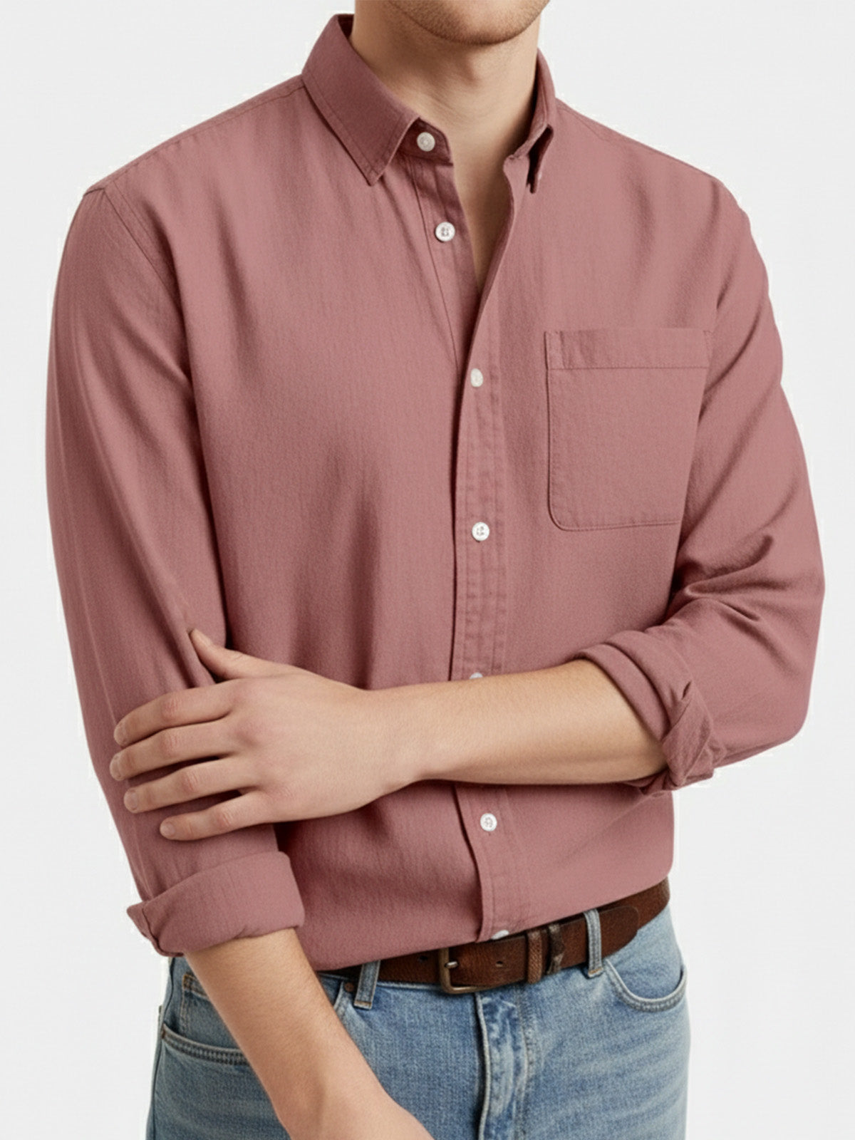 Men's Acid Washed Cotton Long Sleeve Shirt ElevenOasis