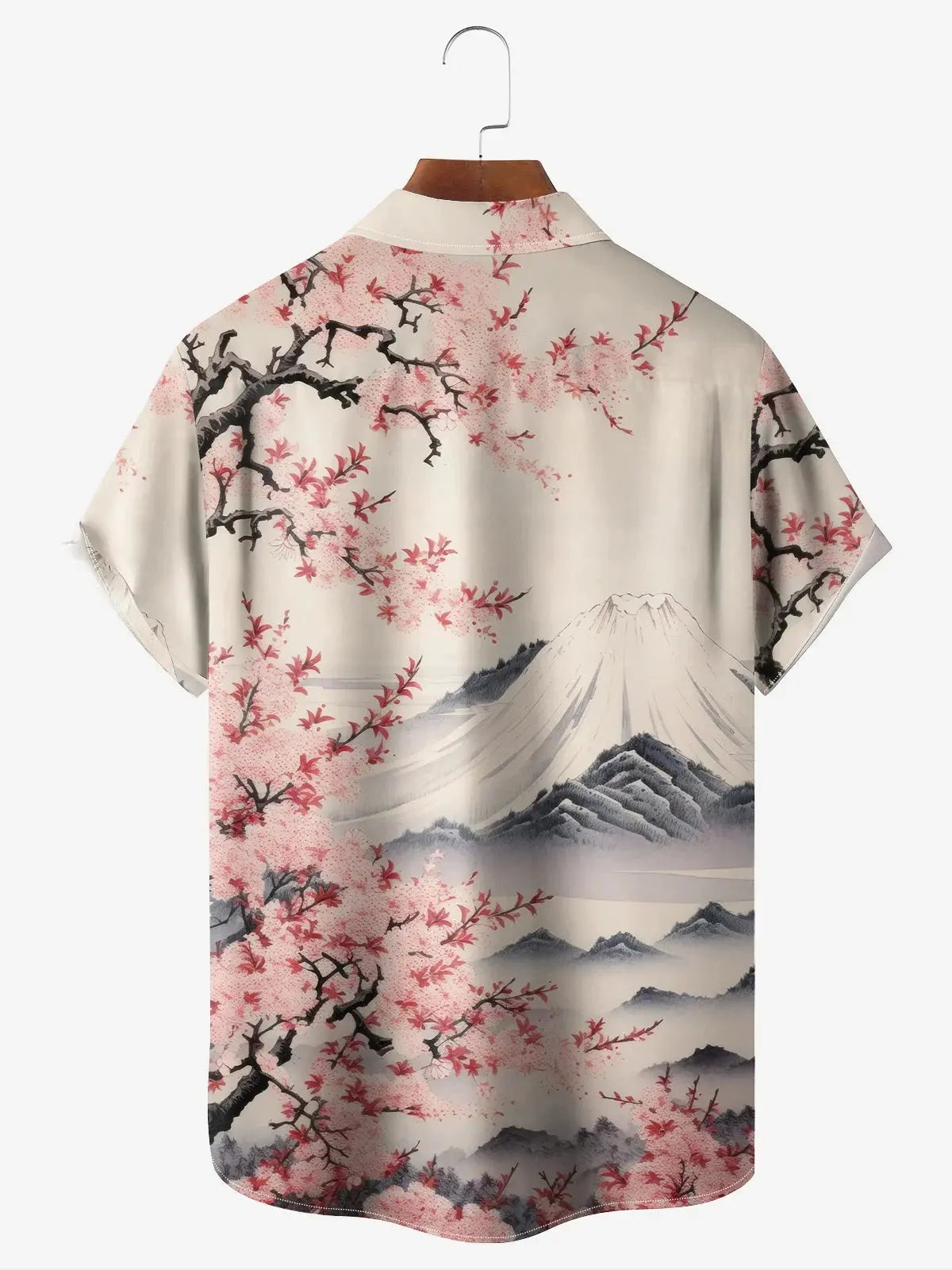 Men's Japan-Inspired Mt Fuji and Cherry Blossoms Short Sleeve Casual ShirtMens short sleeve shirts Big and tall Mens shirts Short sleeve shirts for men Mens 4xl shirts Casual short sleeve shirts