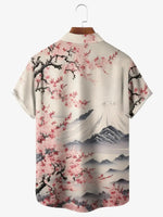 Men's Japan-Inspired Mt Fuji and Cherry Blossoms Short Sleeve Casual ShirtMens short sleeve shirts Big and tall Mens shirts Short sleeve shirts for men Mens 4xl shirts Casual short sleeve shirts