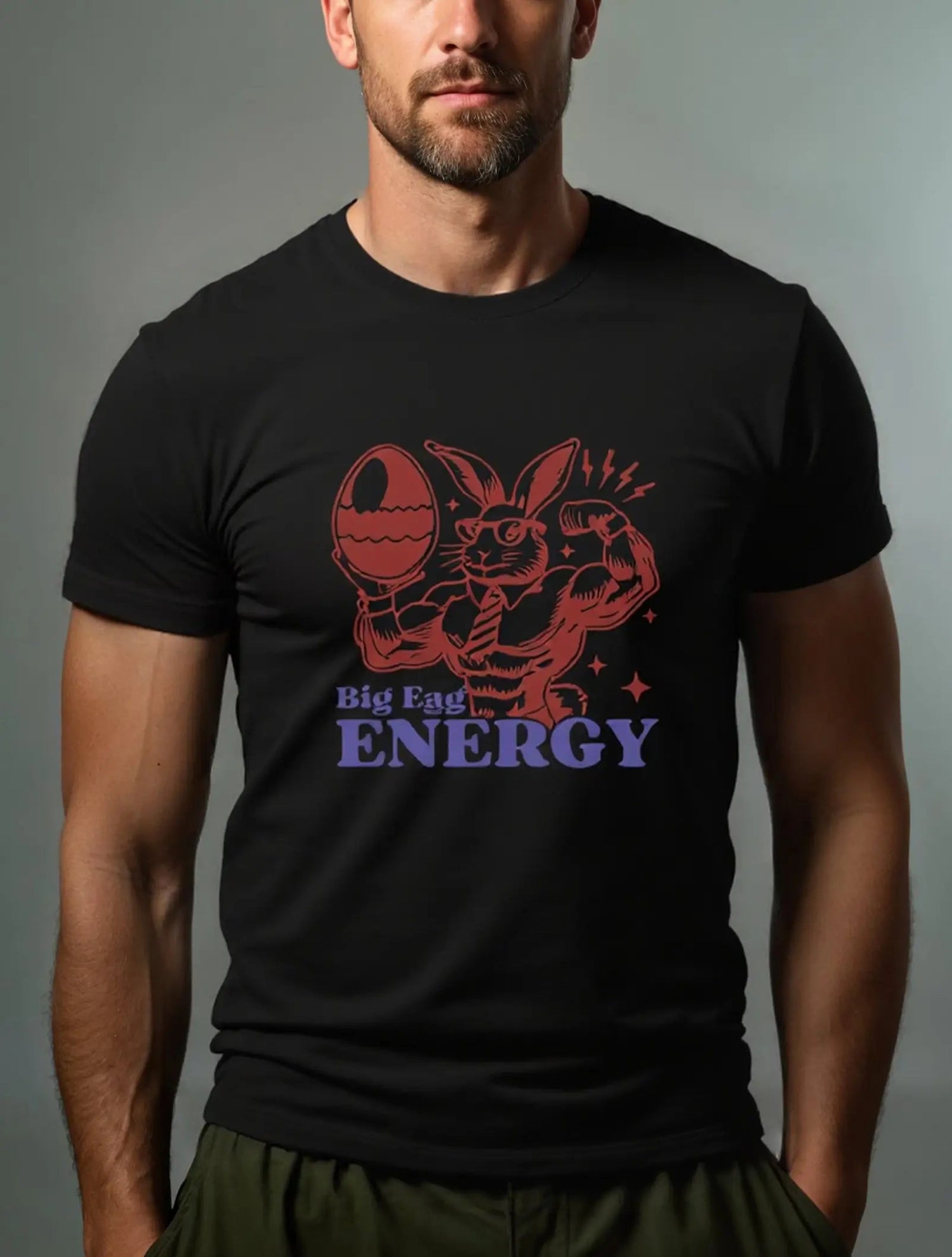 Easter Muscle Bunny Big Egg Energy Cotton T-Shirt Eleven Oasis