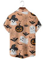 Tall Men's Cute Ghosts & Pumpkins Halloween Short Sleeve Shirt Eleven Oasis