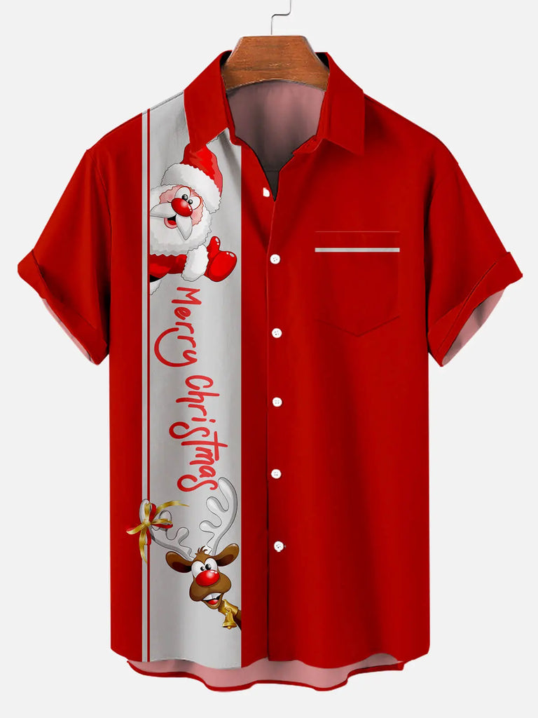 Christmas Stripe Print Men's Short Sleeve ShirtMens short sleeve shirts Big and tall Mens shirts Short sleeve shirts for men Mens 4xl shirts Casual short sleeve shirts