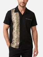 Men's Snakeskin Panel Bowling Short Sleeve Shirt Eleven Oasis