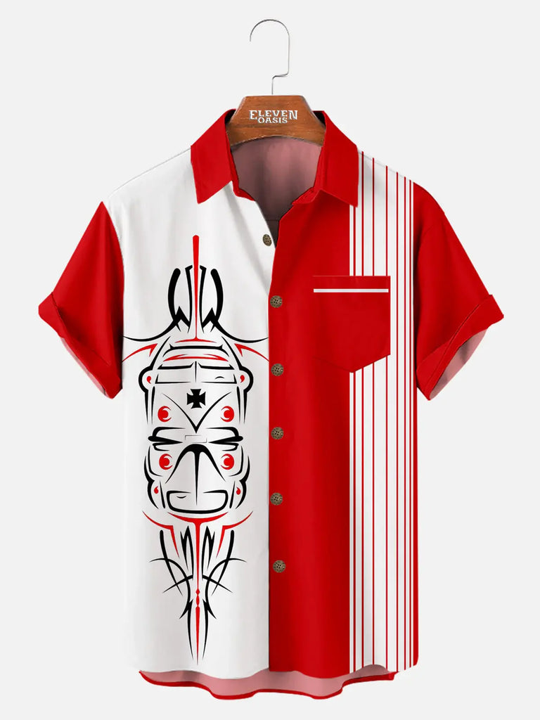 Automotive Stripe Short Sleeve Pocket Shirt ElevenOasis