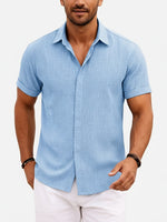 Men's Linen Cotton Blend Short Sleeve Shirt ElevenOasis
