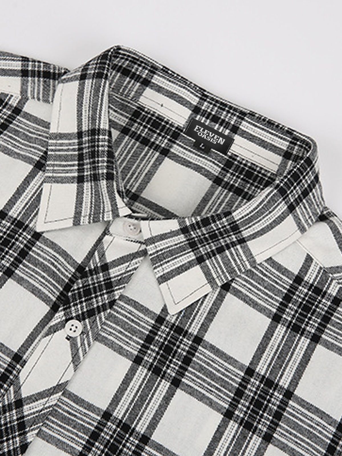 Men's Plaid Button-Down Long Sleeve Shirt Eleven Oasis