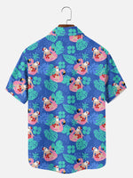 Tall Men's Surfing Santa Tropical Christmas Short Sleeve Shirt Eleven Oasis