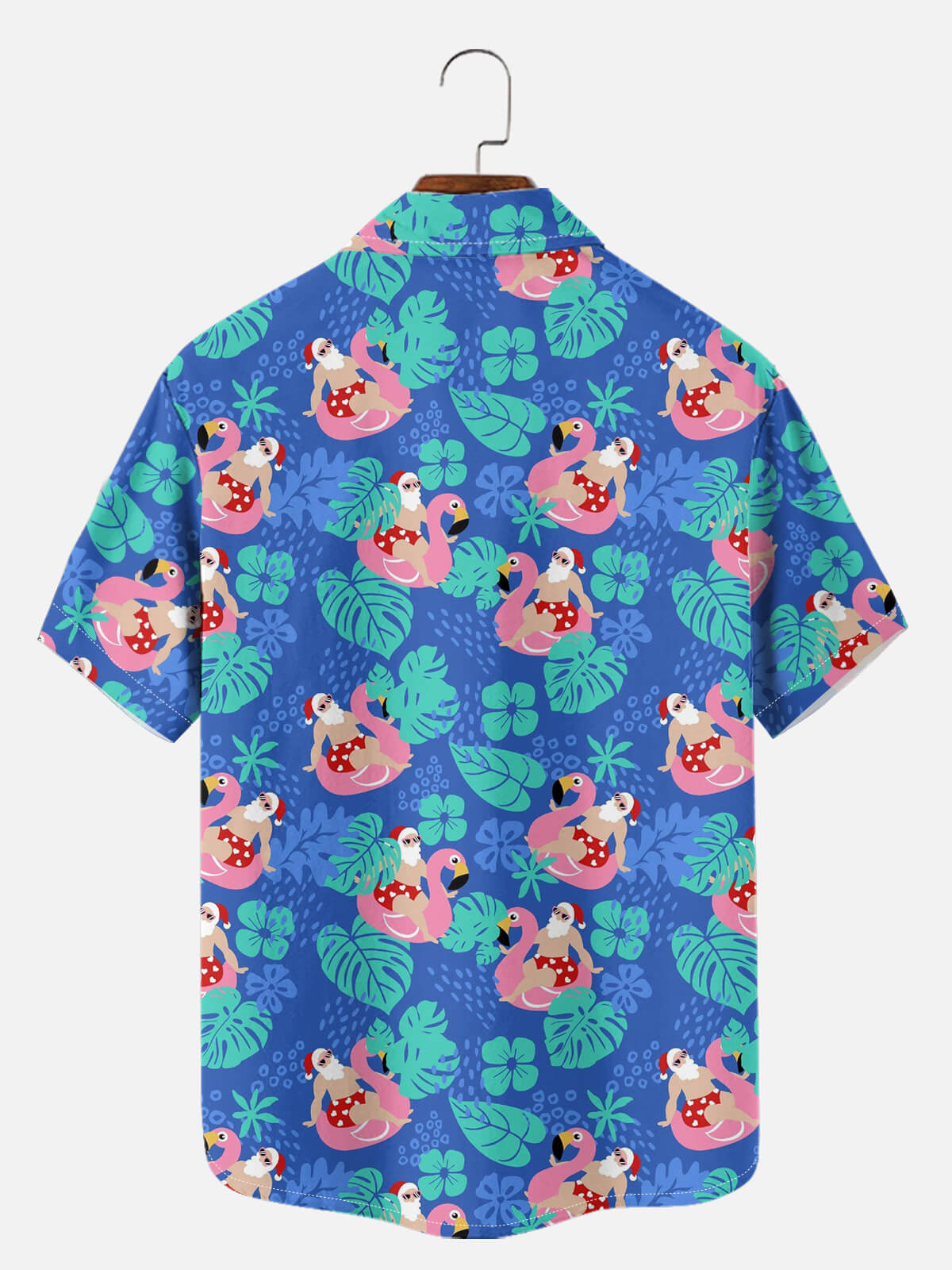 Tall Men's Surfing Santa Tropical Christmas Short Sleeve Shirt Eleven Oasis