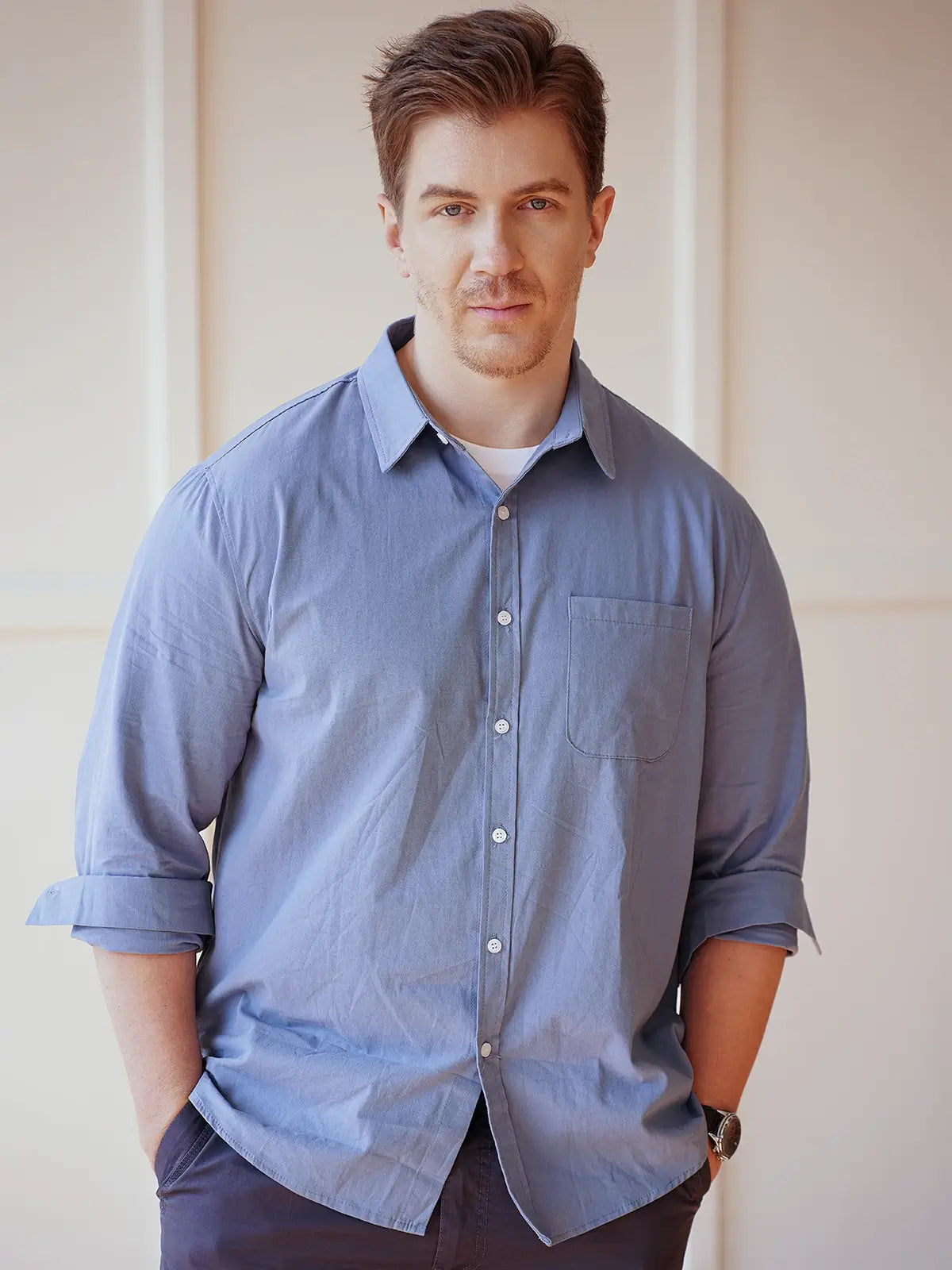 Men's Acid Washed Cotton Long Sleeve Shirt ElevenOasis