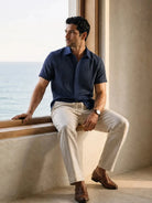 Men's Linen Cotton Blend Short Sleeve Shirt ElevenOasis