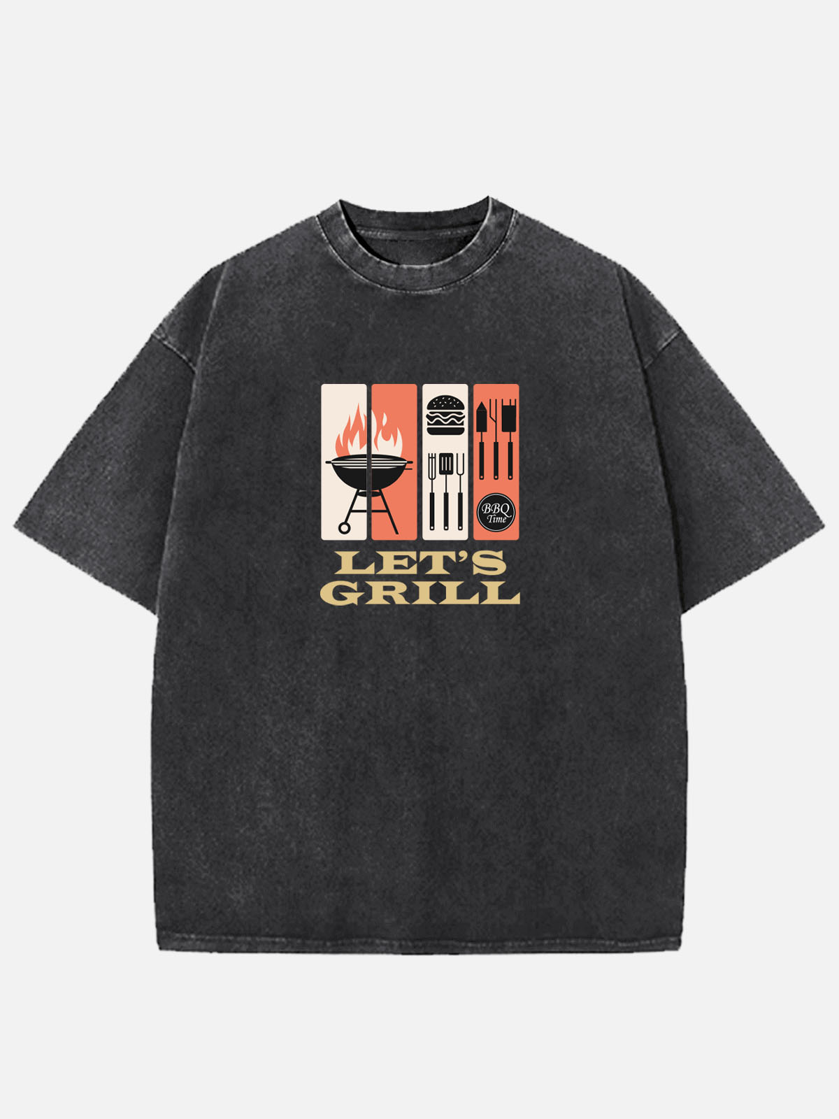 Men’s Food & Beverage Cotton Round Neck Short Sleeve T - Shirt BBQ LET'S  GRILL Eleven Oasis