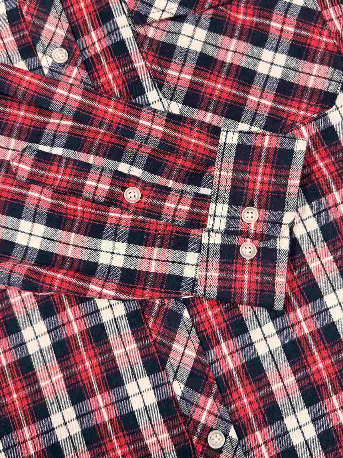 Men's Brushed Plaid Double Pocket Long Sleeve Flannel Shirt Eleven Oasis