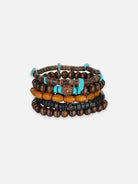 Men's Layered Wood Bead Bracelet Set Eleven Oasis