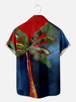 Men's Oil Paint Palm Tree Short Sleeve Shirt Eleven Oasis