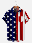 Independence Day Striped Star Pattern Men's Short Sleeve Pocket ShirtMens short sleeve shirts Big and tall Mens shirts Short sleeve shirts for men Mens 4xl shirts Casual short sleeve shirts