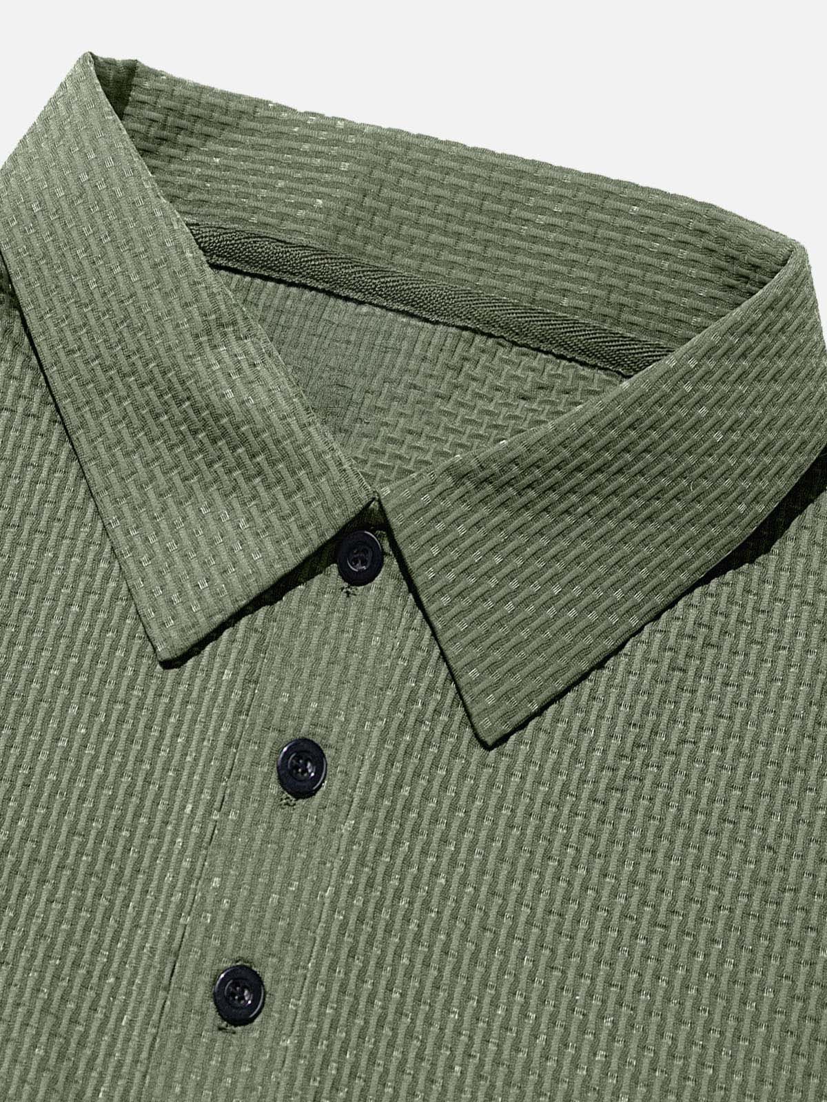 Men's Textured Knit Short Sleeve Polo Shirt ElevenOasis