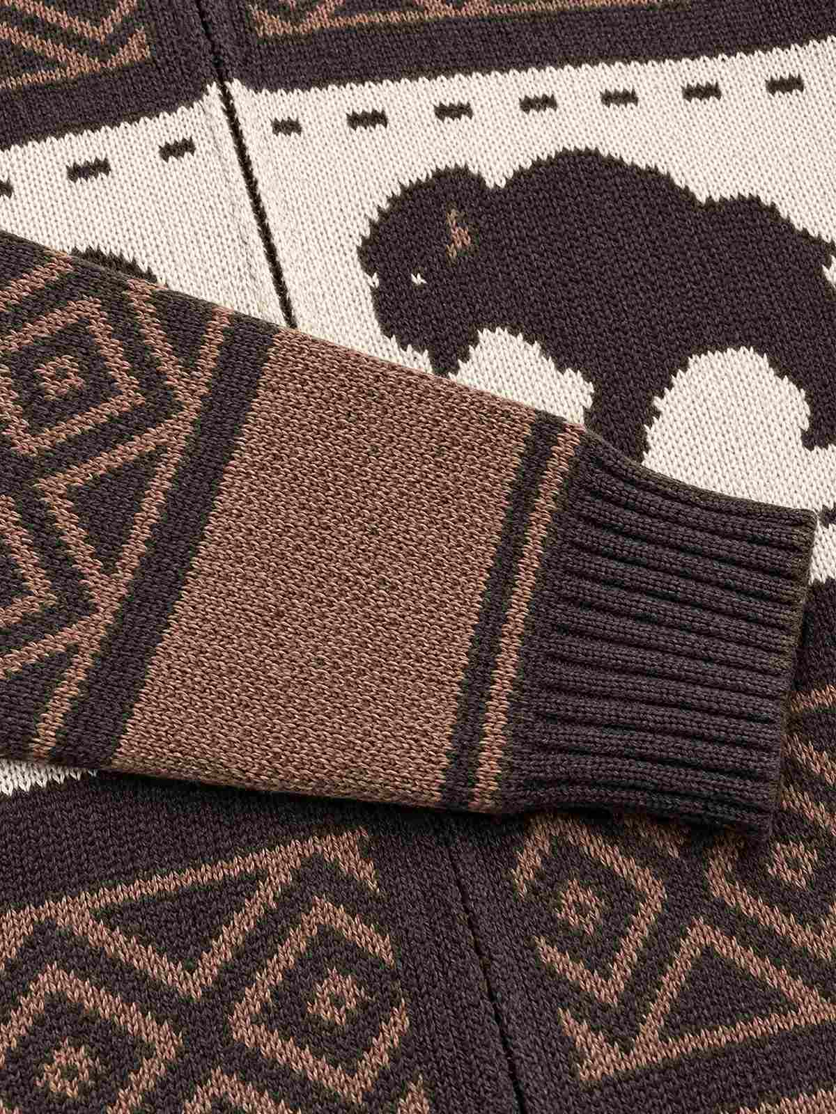 Men's Bison Fair Isle Slim Fit Zip-Up Sweater Eleven Oasis