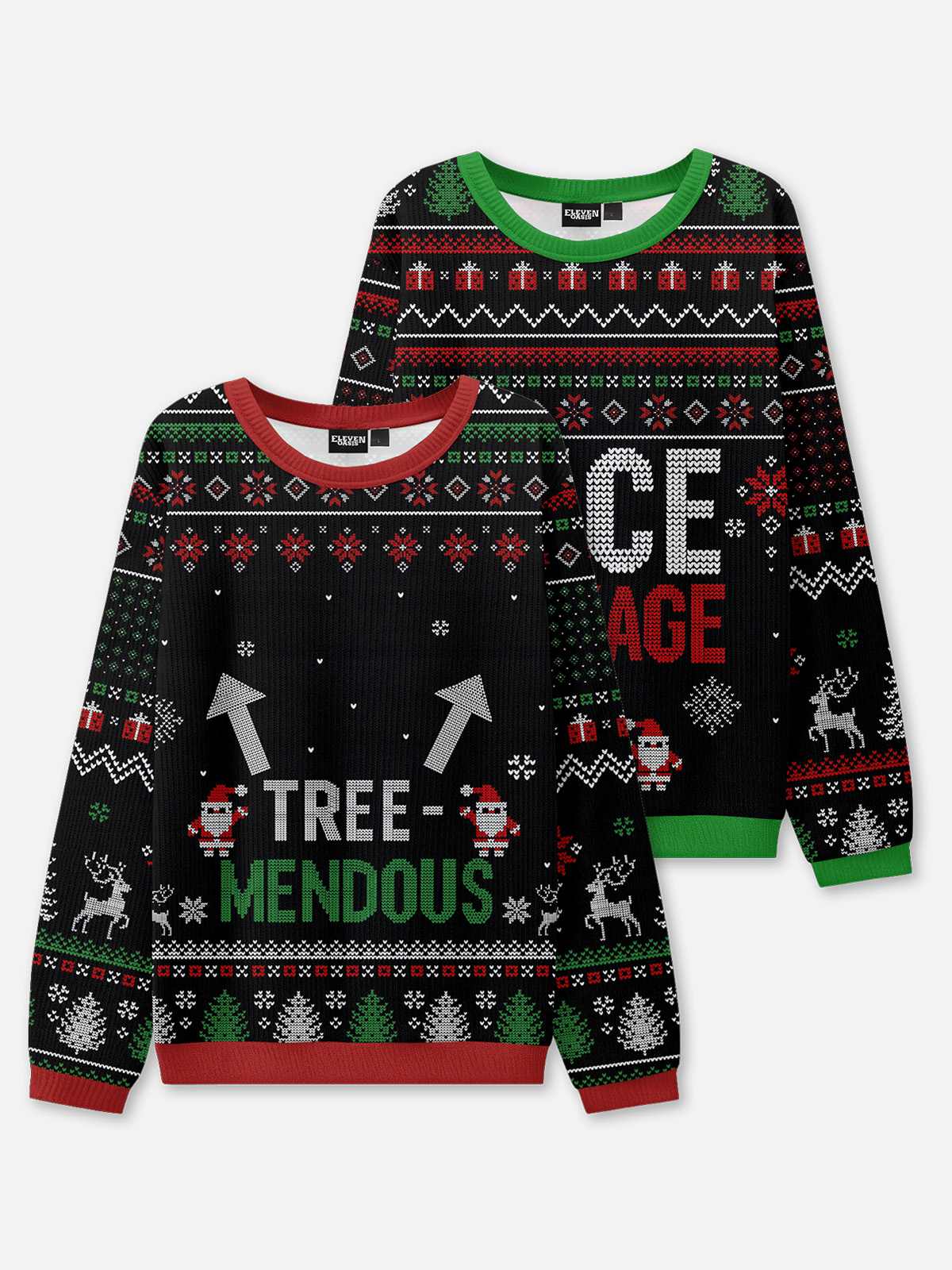 Nice Package & Tree-Mendous Couples Ugly Christmas Sweaters ElevenOasis