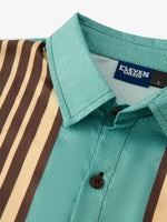 Men's Striped Everyday with Toucan in a Cocktail Glass Short Sleeve Casual Shirt ElevenOasis