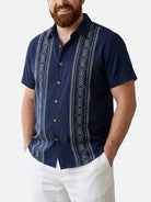 Tall Men's Geometric Stripe Fiesta Short Sleeve Shirt Eleven Oasis