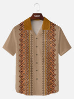 Tall Men's Retro Diamond Panel Short Sleeve Shirt Eleven Oasis