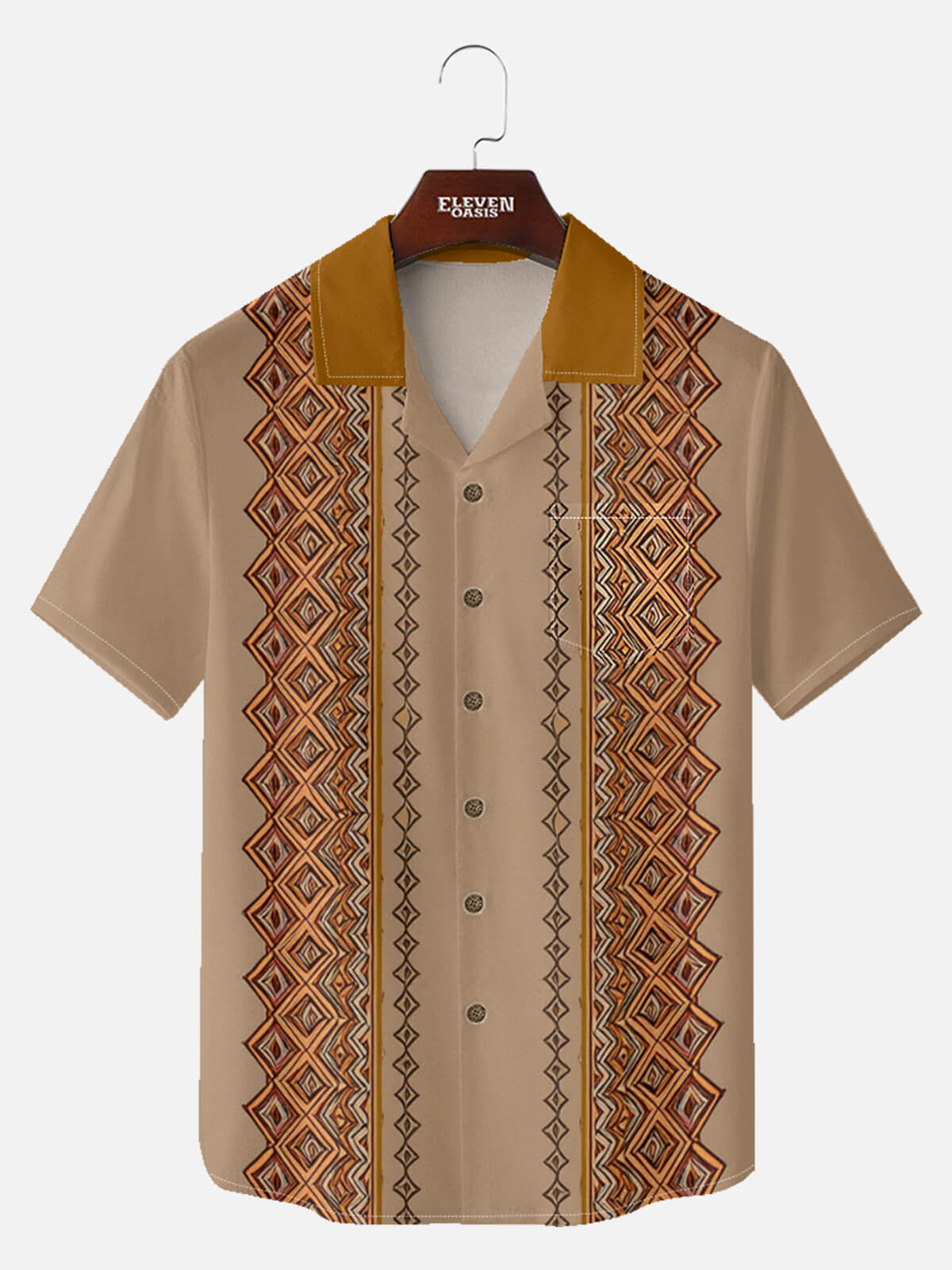 Tall Men's Retro Diamond Panel Short Sleeve Shirt Eleven Oasis
