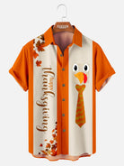 Thanksgiving Turkey Stripe Men's Short Sleeve Shirt Eleven Oasis